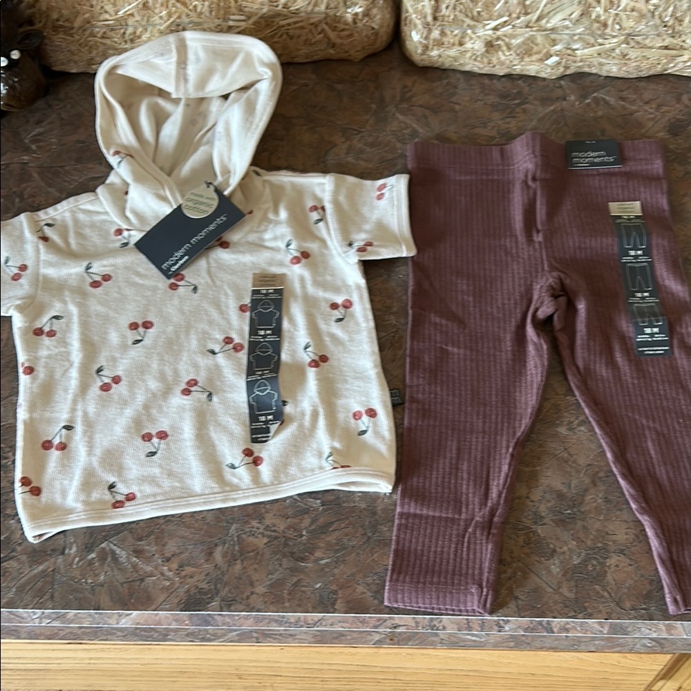 Modern Moments By Gerber Cherry Print Hoodie and Ribbed Leggings Set